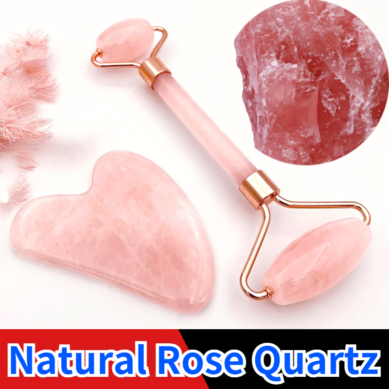 Gua Sha Tool Rose Quartz - Rose Quartz Powder Crystal Jade Roller