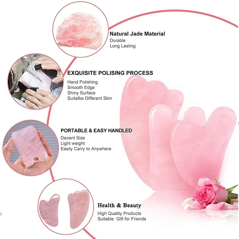 Rose Quartz Gua Sha Board Natu - Gua Sha Tool Rose Quartz avaliação e preço
